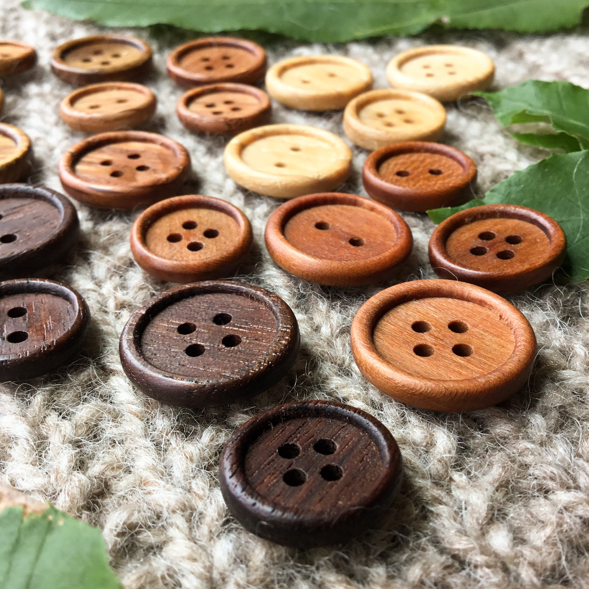 New Style! Bead Rim Wood Buttons