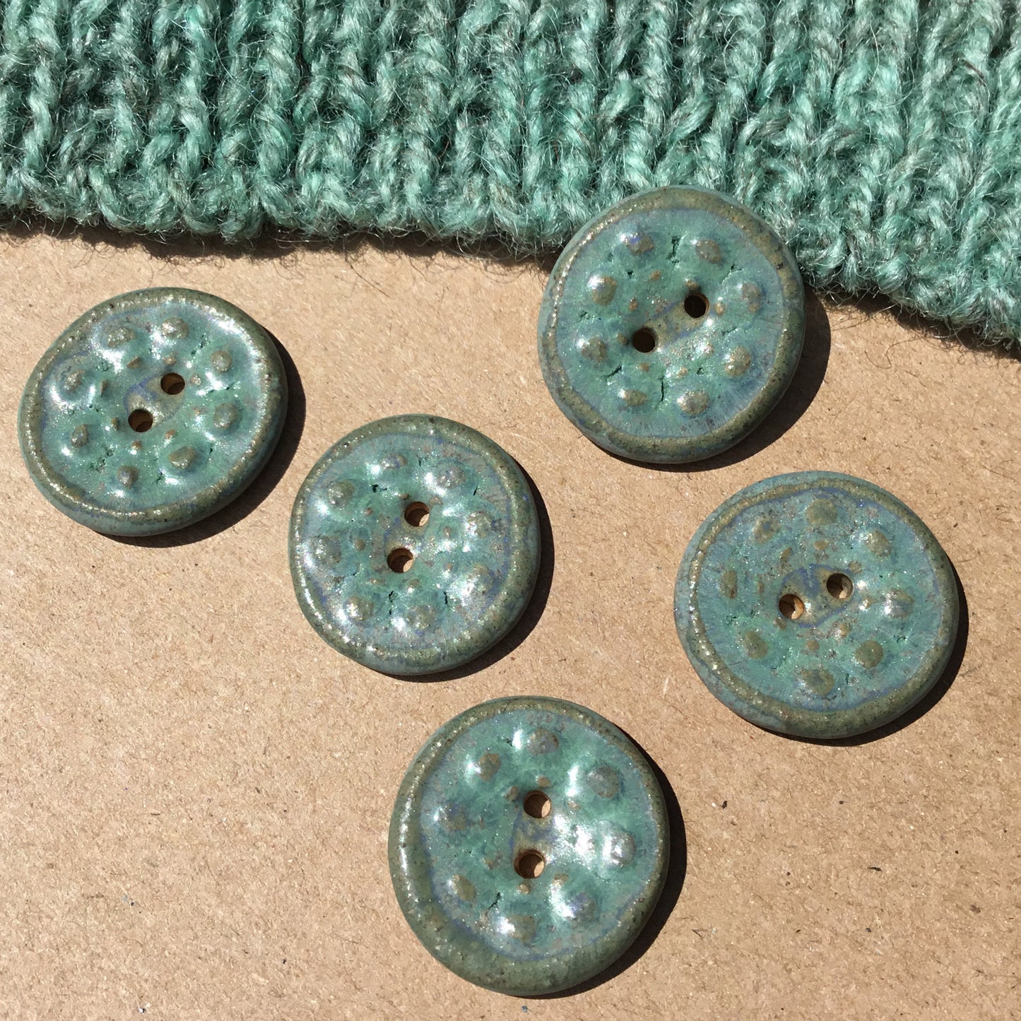 Blue Stone 'Aster' Stoneware Button  13/16"