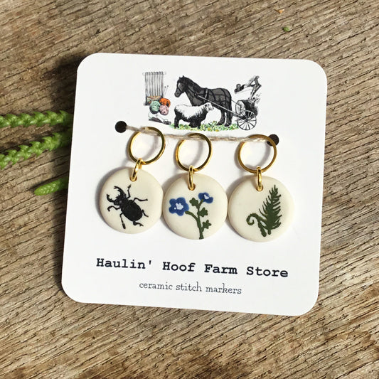‘Forest Stag Beetle' Stitch Marker Set