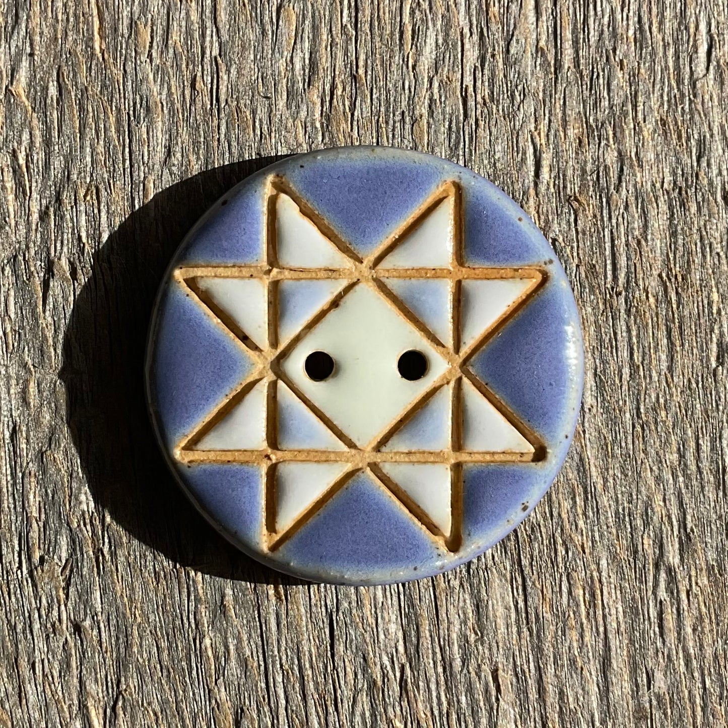 Ohio Star Quilt Block Stoneware Button 1-1/16"