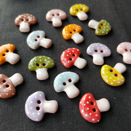 Colorful Mushroom Buttons  3/4”
