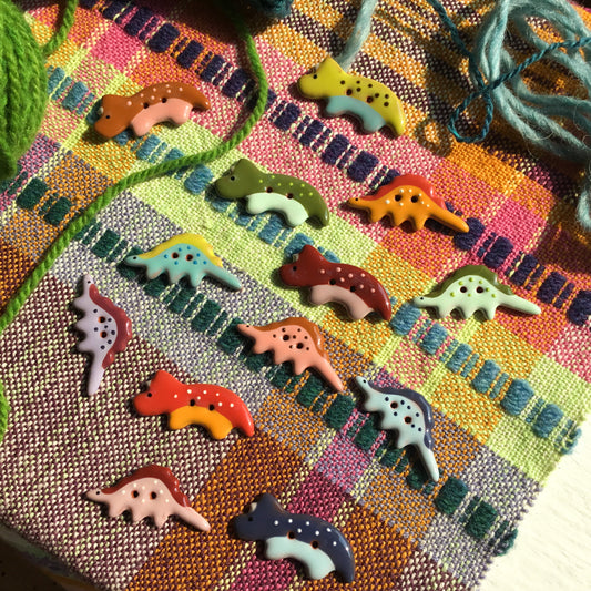 Vibrant Dinosaurs Earthenware Buttons