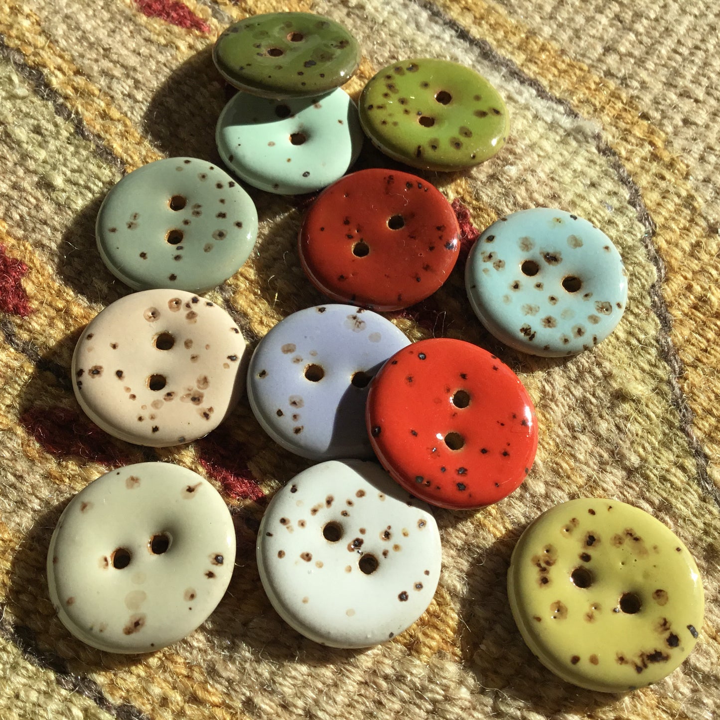 Glossy Fleck Stoneware Button  7/8"