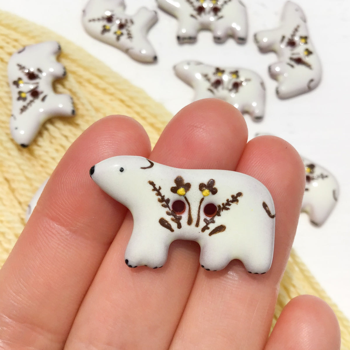 Folksy Bear Buttons  11/16" x 1-1/4”