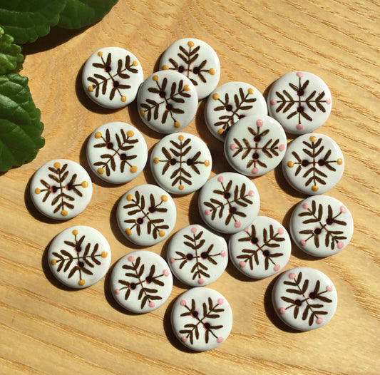 ‘Bud & Vine’ Ceramic Button  3/4”