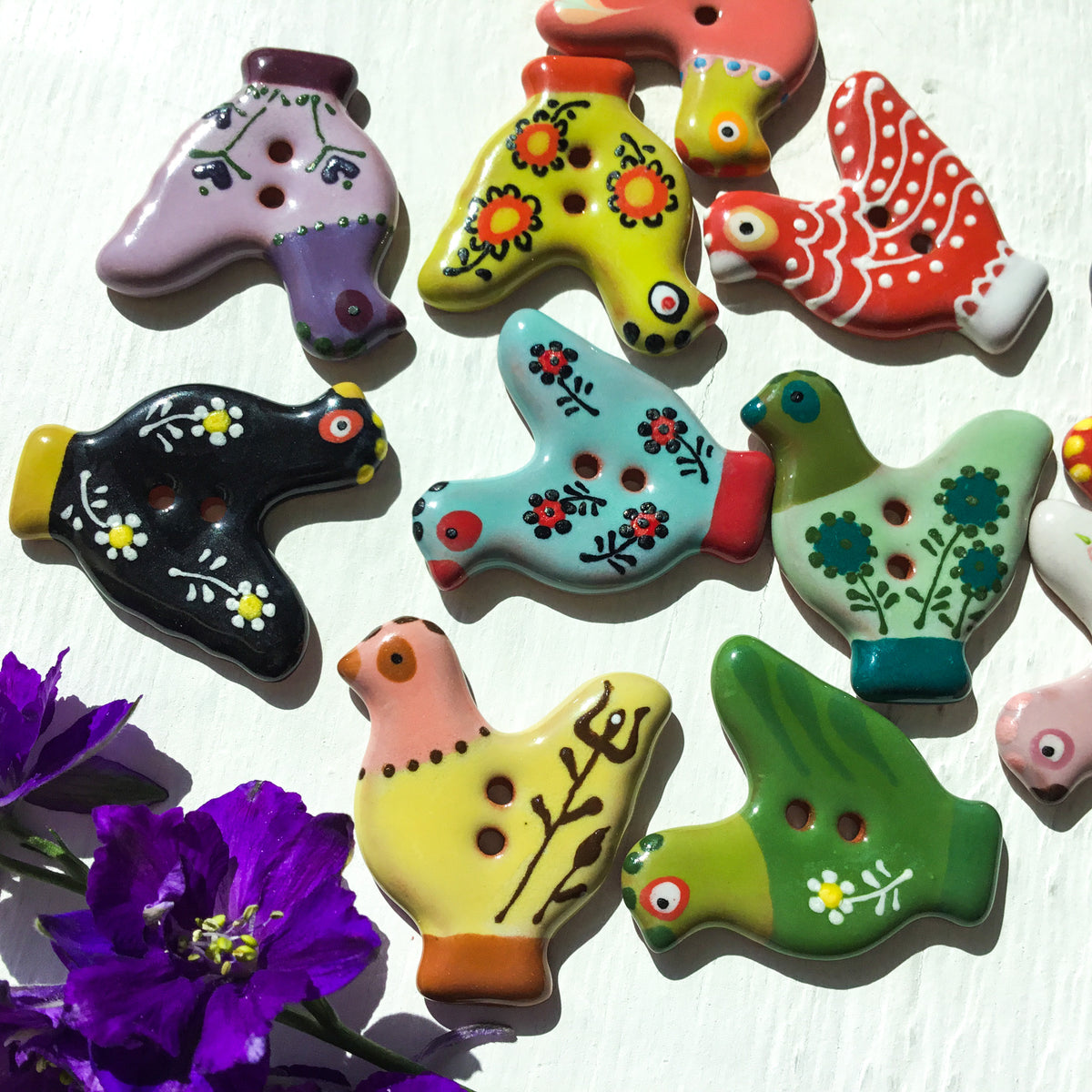 Sitting Pretty Hens Button Collection  1-1/4"