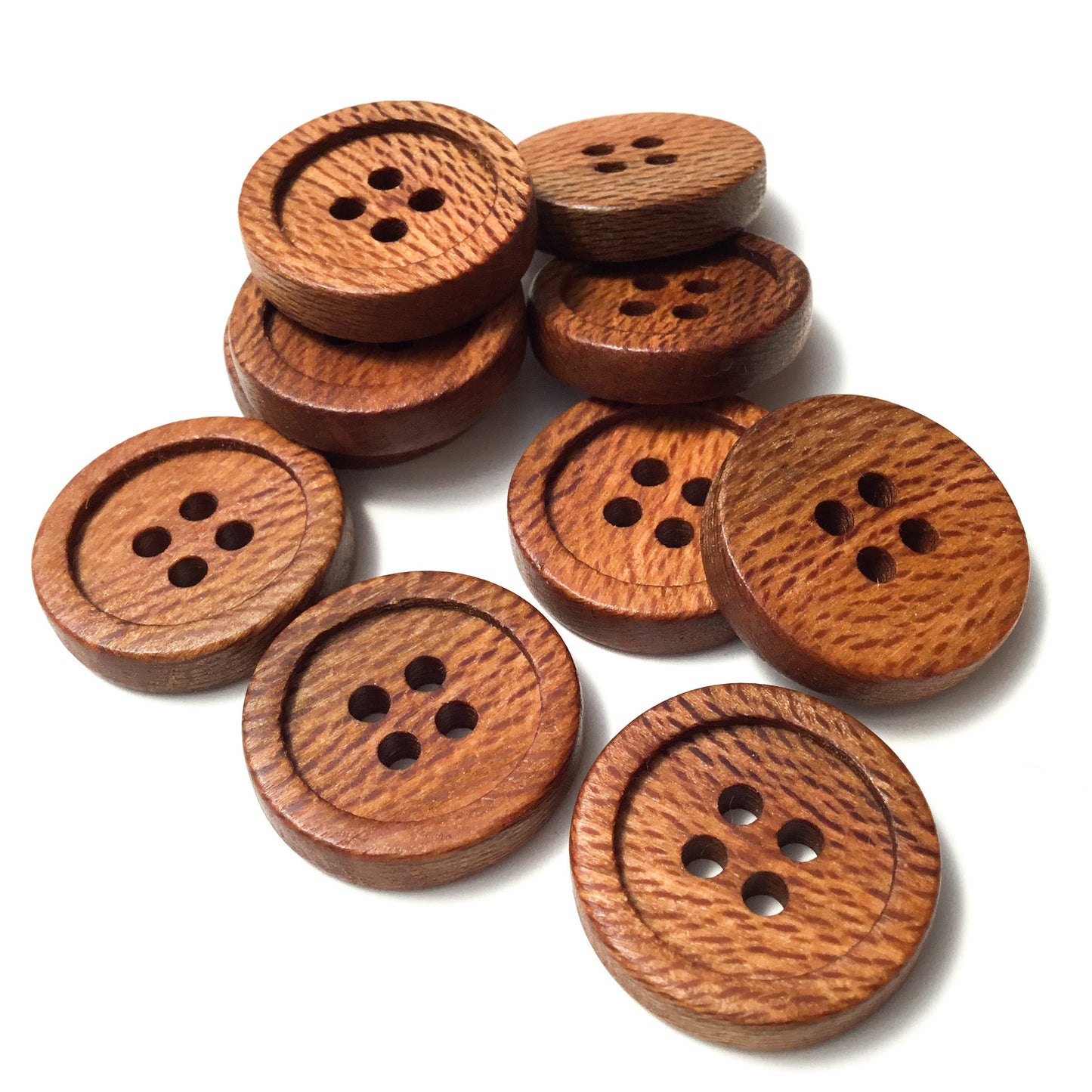 Four Hole Inset Button - Quarter Sawn Sycamore Wood  1"