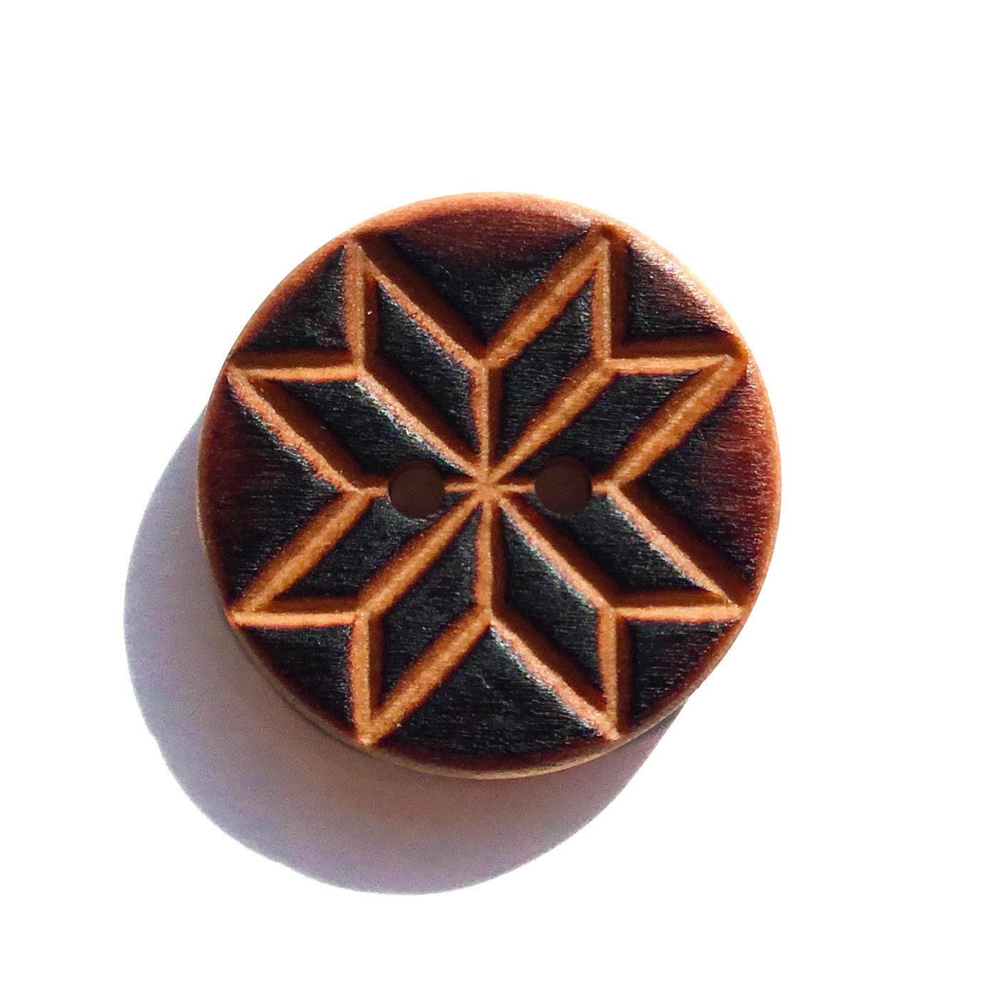 Wooden Quilt Block Button  1"
