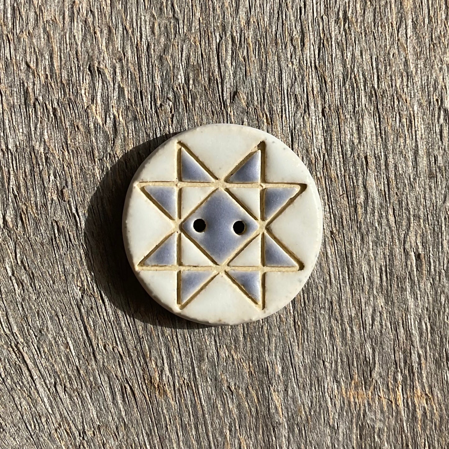 Ohio Star Quilt Block Stoneware Button  ‘Solid Mattes’  1-1/16”