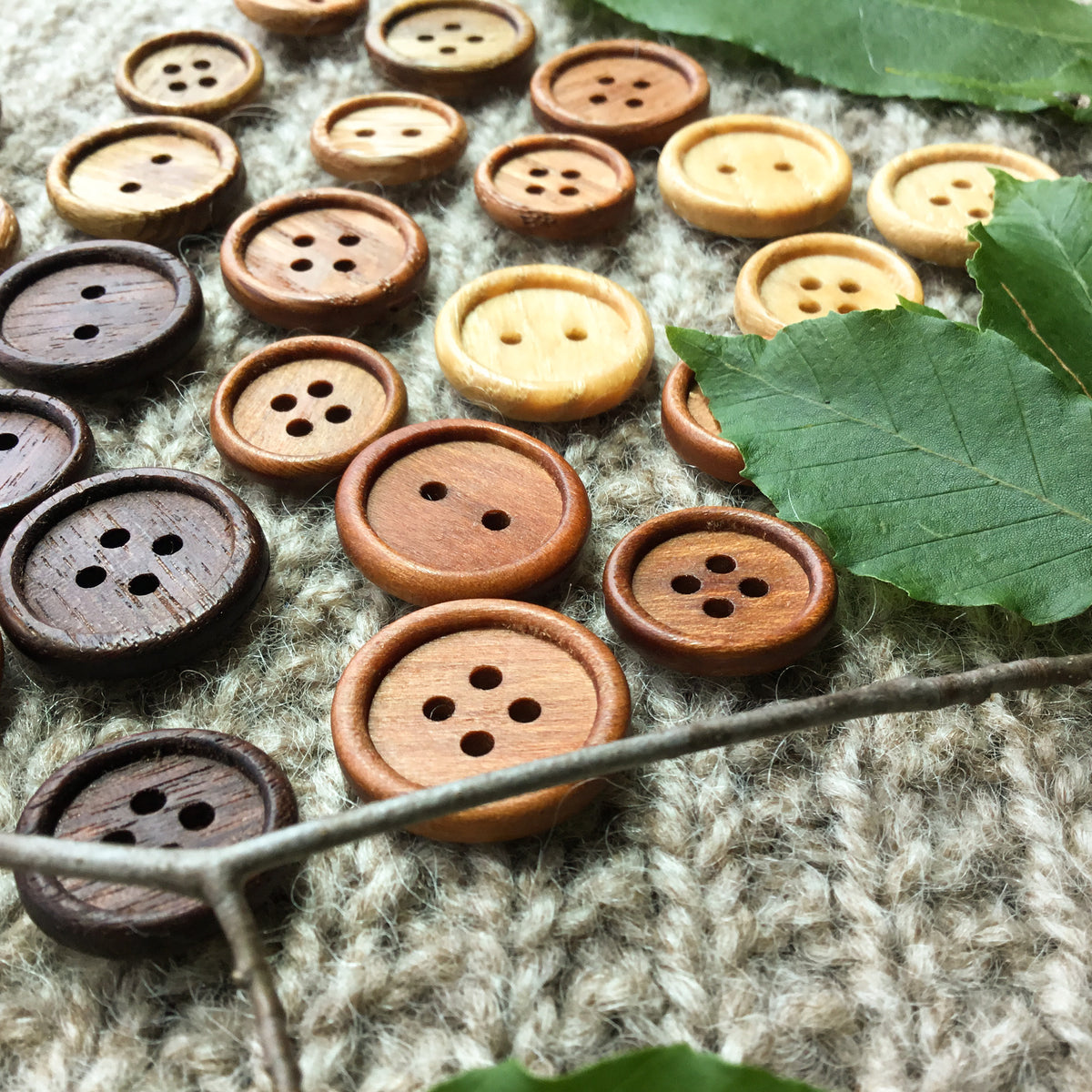 New Style! Bead Rim Wood Buttons