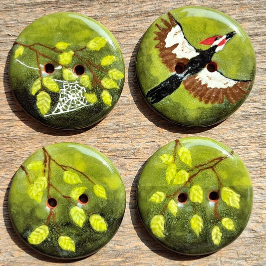 ‘Under the Canopy Woodpecker’ 1-1/16” one-of-a-kind 4-pack