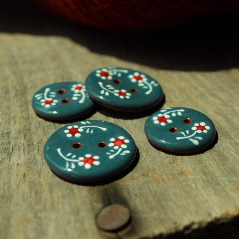 Dancing Flowers Ceramic Button
