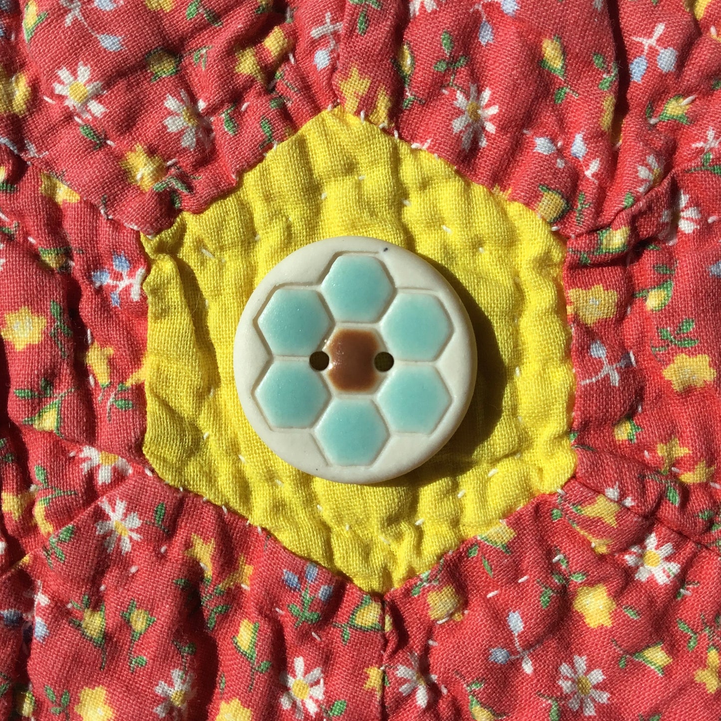‘Grandma’s Flower Garden’ Porcelain Button 7/8"