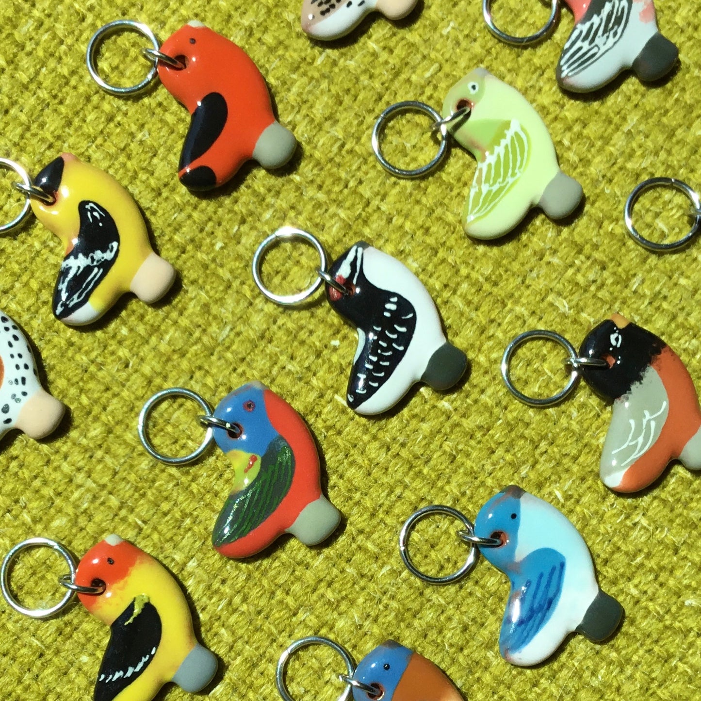 Ceramic Bird Stitch Marker  3/4" x 7/8"