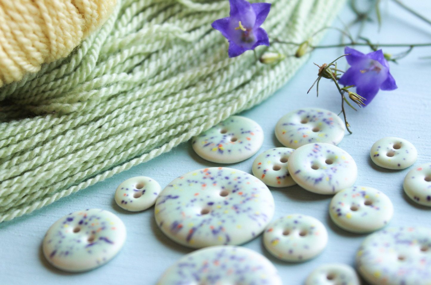 Speckled Mint - Matte Porcelain Buttons