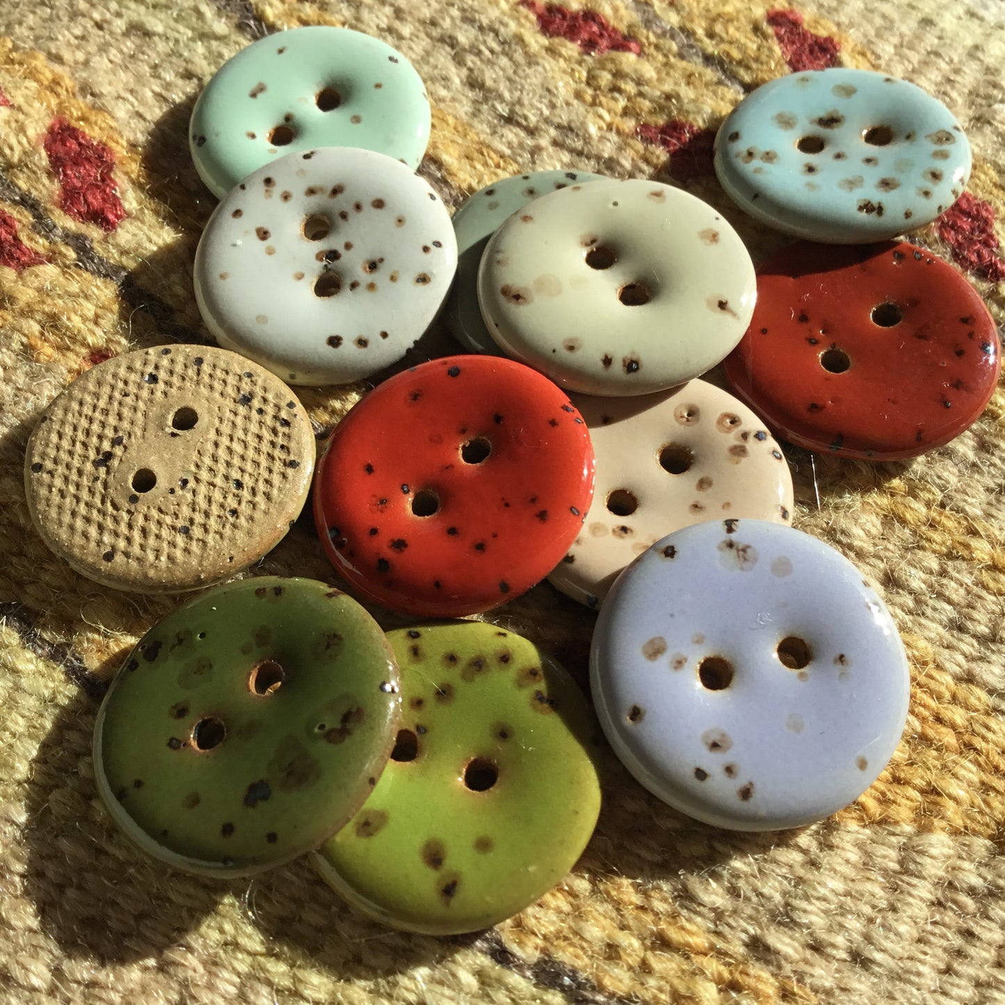 Glossy Fleck Stoneware Button  7/8"