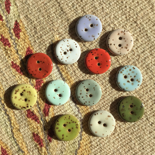 Glossy Fleck Stoneware Button  7/8"