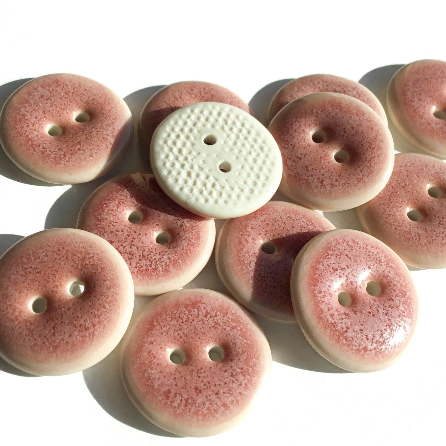 Pink Rhubarb Porcelain Button - 3 sizes