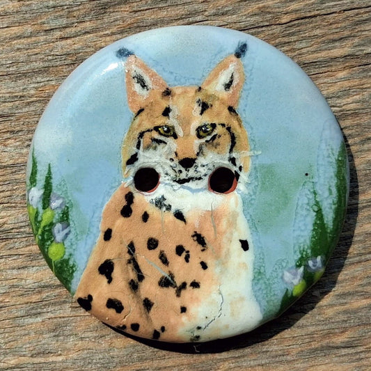 ‘Lynx in Thistle’ 1-1/16” one-of-a-kind 4-pack