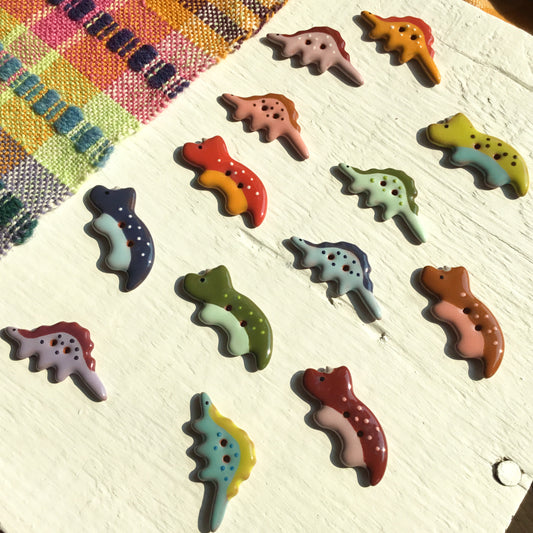 Vibrant Dinosaurs Earthenware Buttons