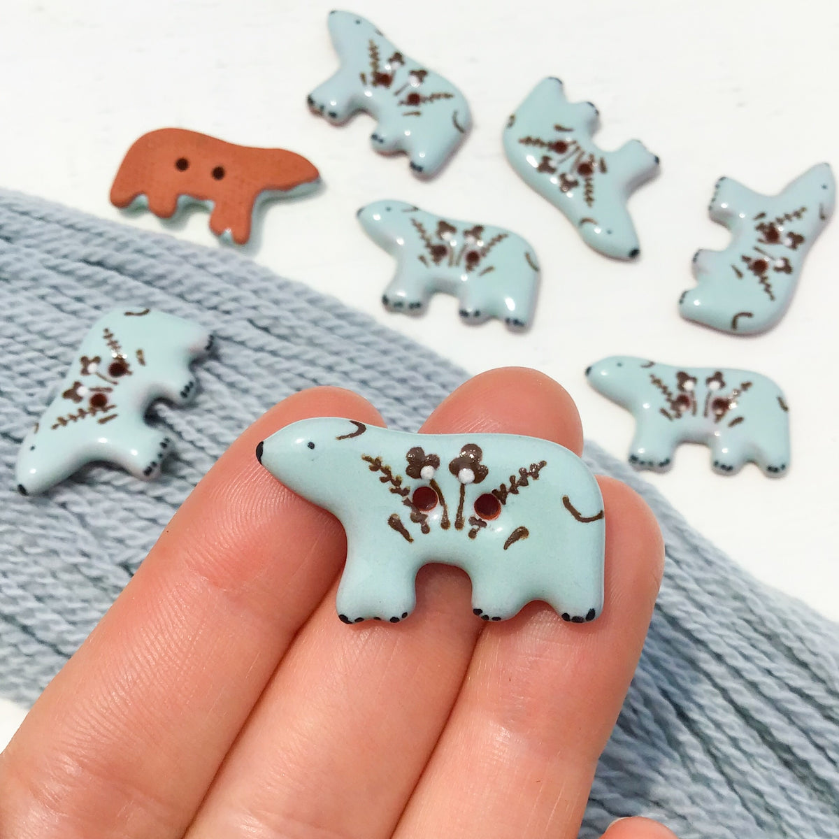Folksy Bear Buttons  11/16" x 1-1/4”