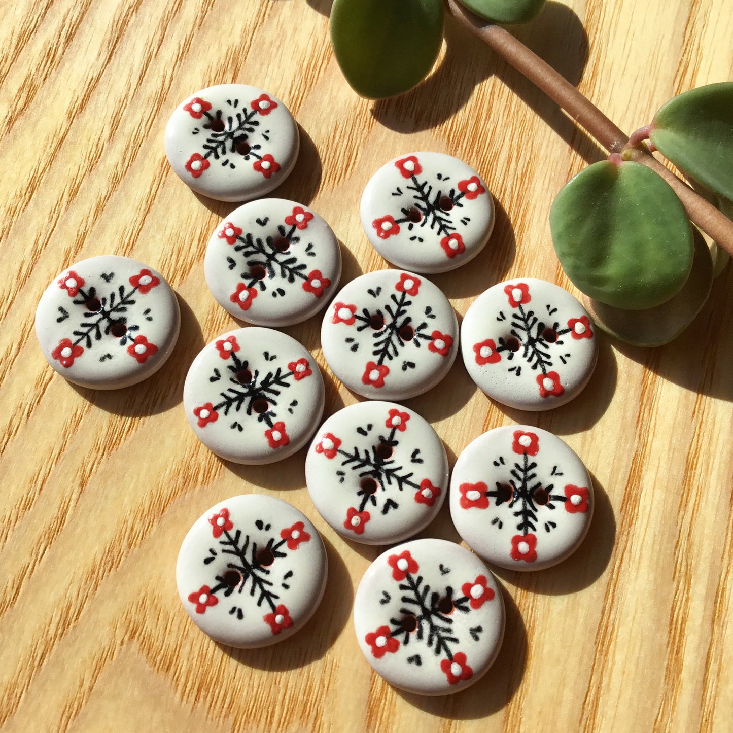 ‘Nordic Garden’ Ceramic Button  3/4"