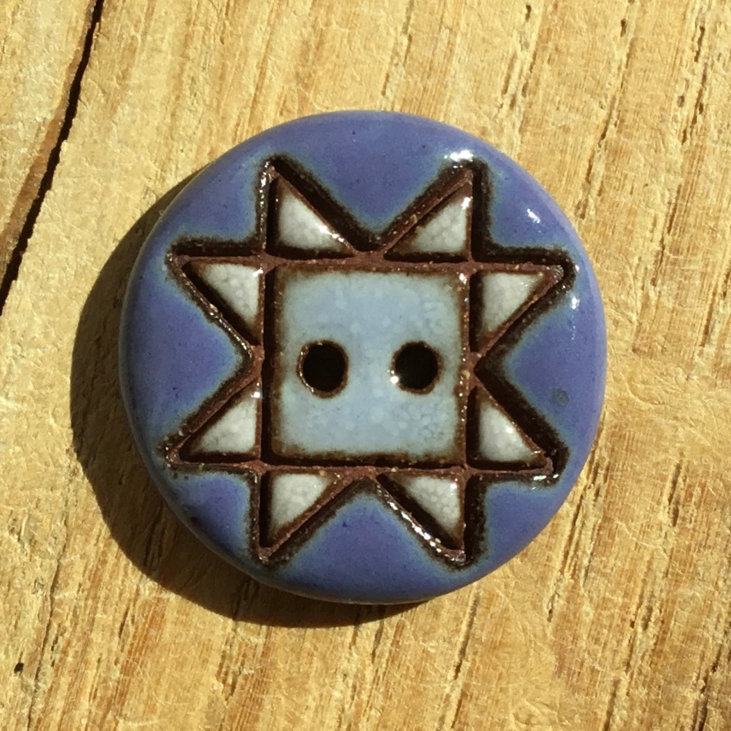 Sawtooth Quilt - Red Stoneware Button - two sizes