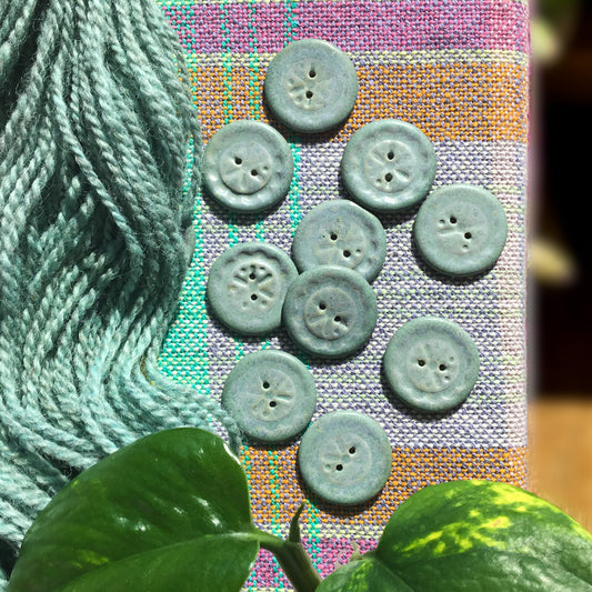 Tranquility Blue ‘Scalloped Flower’ Porcelain Button  1"