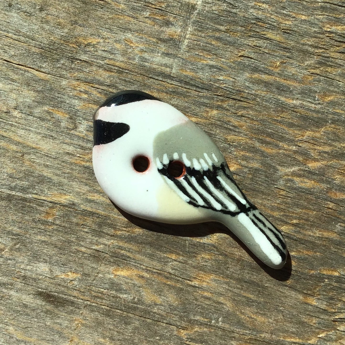 Ceramic Perching Songbird Button  1/2” x 1-1/8"
