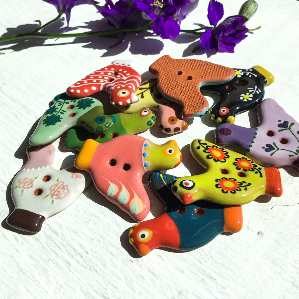 Sitting Pretty Hens Button Collection  1-1/4"