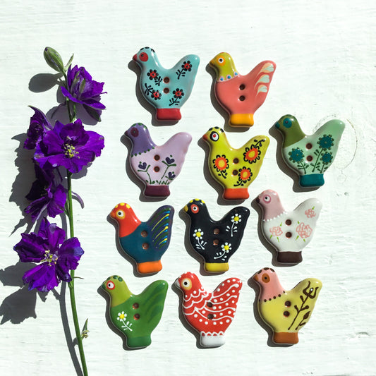 Sitting Pretty Hens Button Collection  1-1/4"