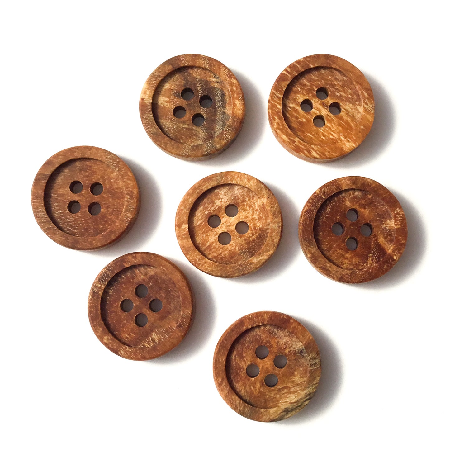 Four Hole Inset Button - ‘Marbled’ Ash Wood  1"