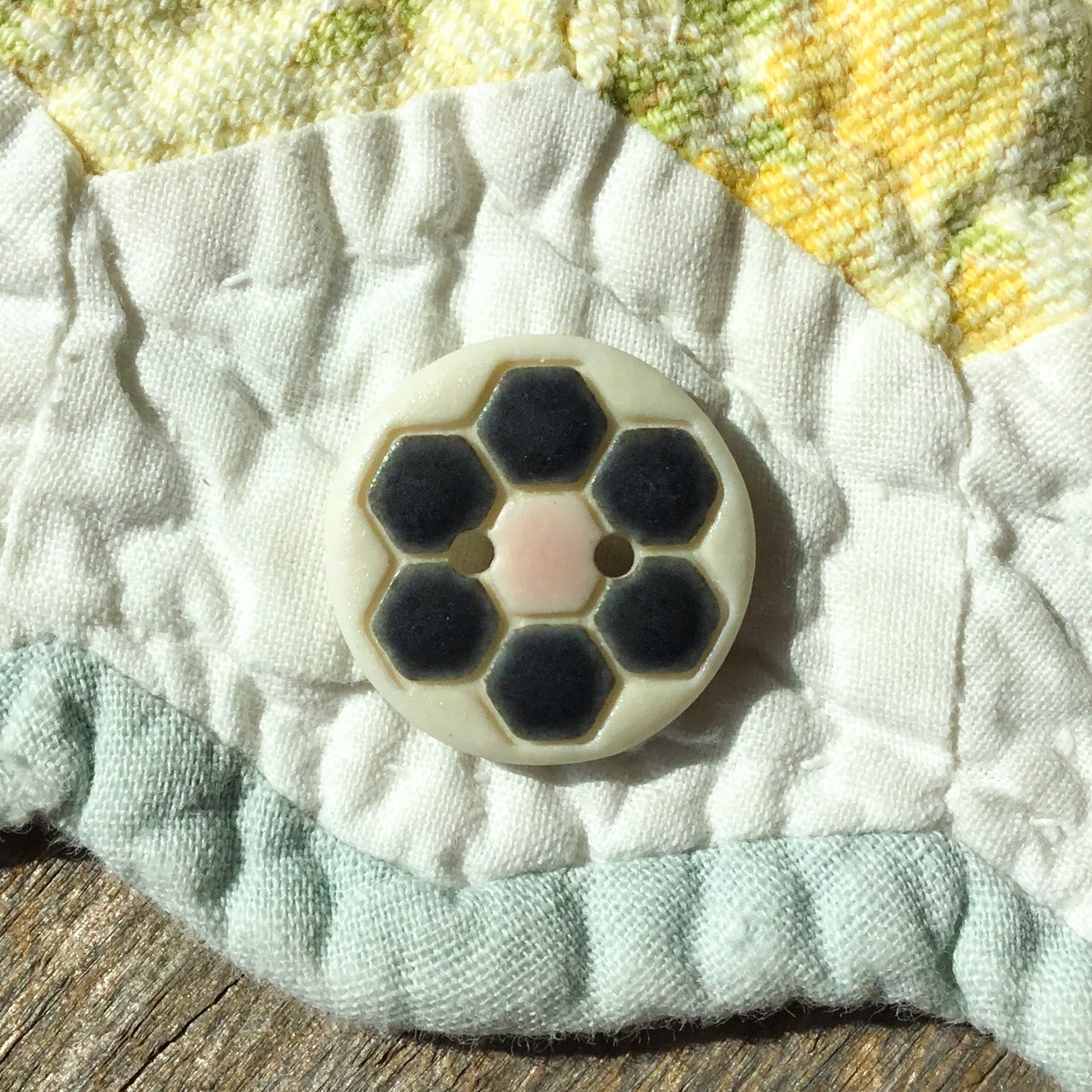‘Grandma’s Flower Garden’ Porcelain Button 3/4"