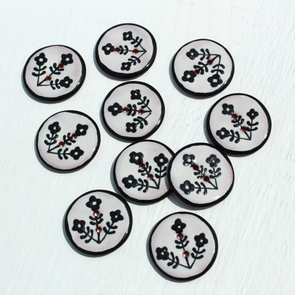 Black & White Wallflowers Button 1-1/16"