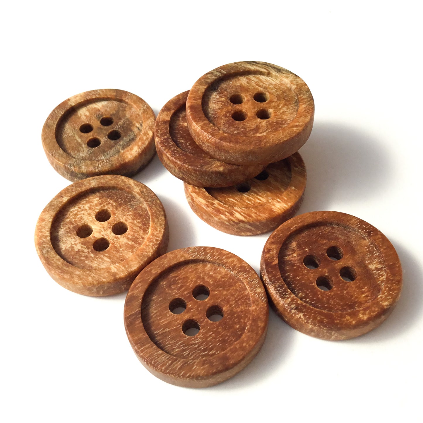 Four Hole Inset Button - ‘Marbled’ Ash Wood  1"