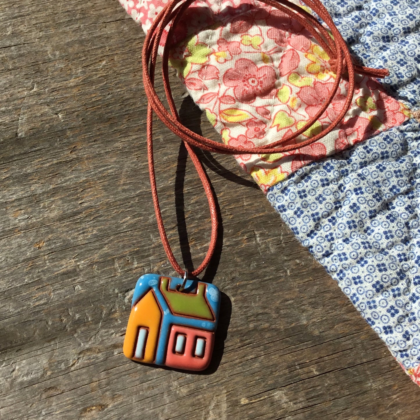 House Quilt Necklace