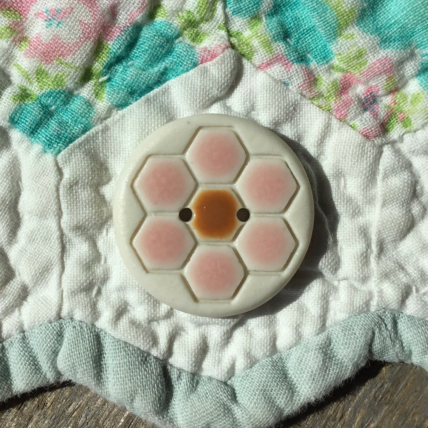 ‘Grandma’s Flower Garden’ Porcelain Button 1"
