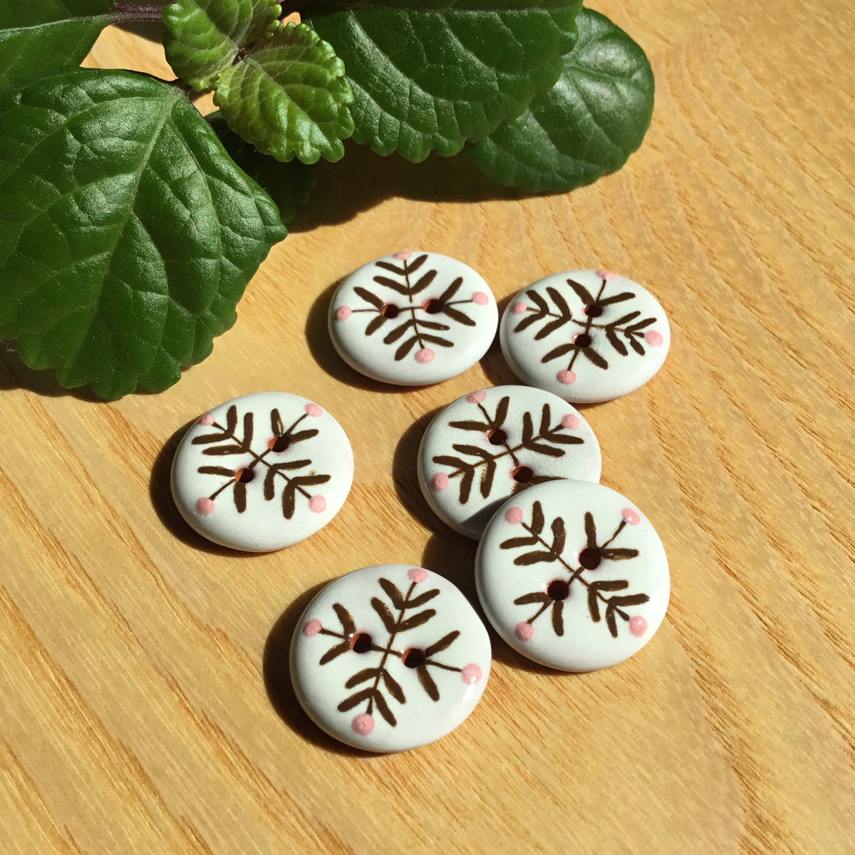 ‘Bud & Vine’ Ceramic Button  3/4”