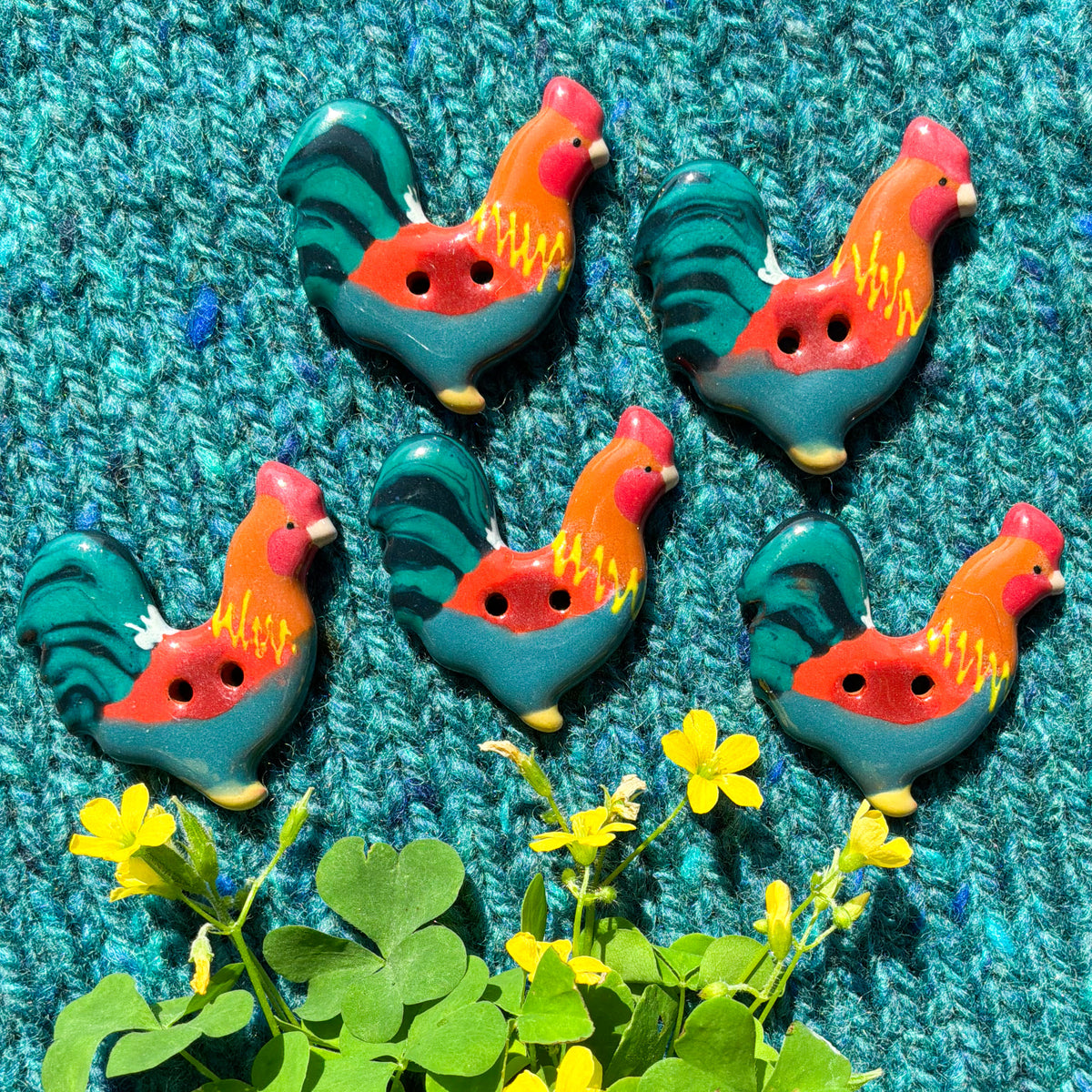 Rooster buttons - 1-3/16” x 1-3/16”