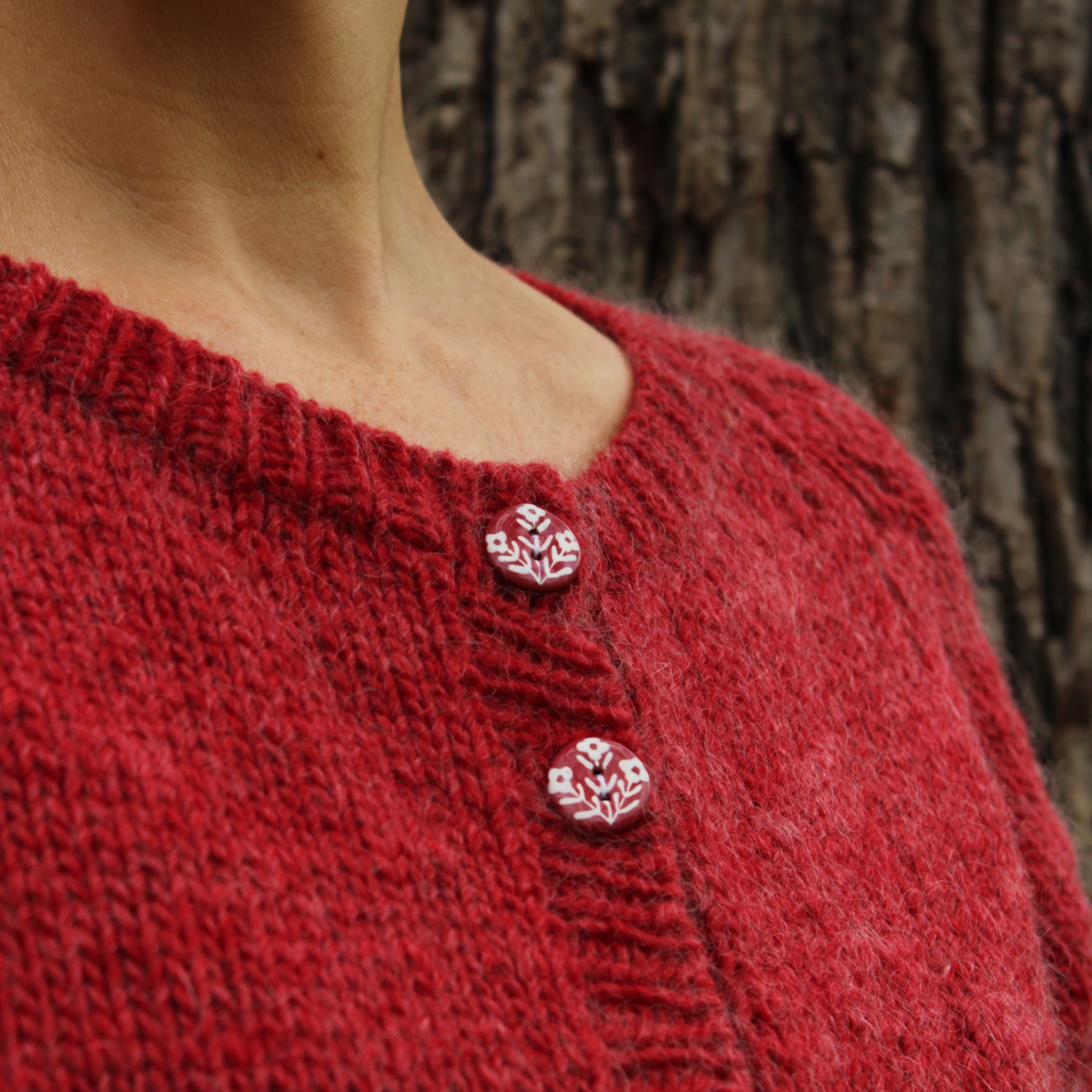 "Wallflowers" Ruby & White Button 3/4"