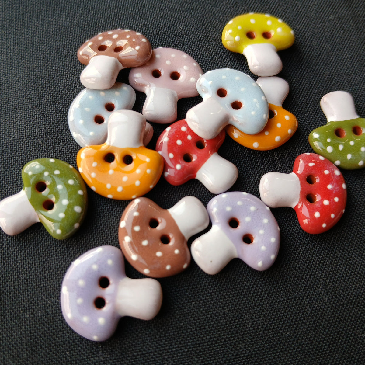 Colorful Mushroom Buttons  3/4”