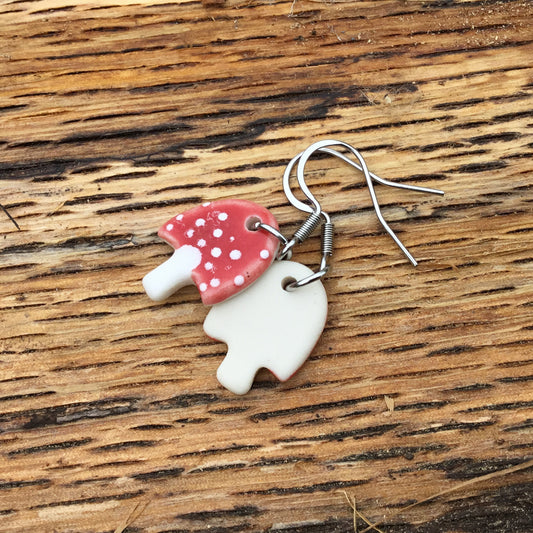 Porcelain Amanita Mushroom Earrings