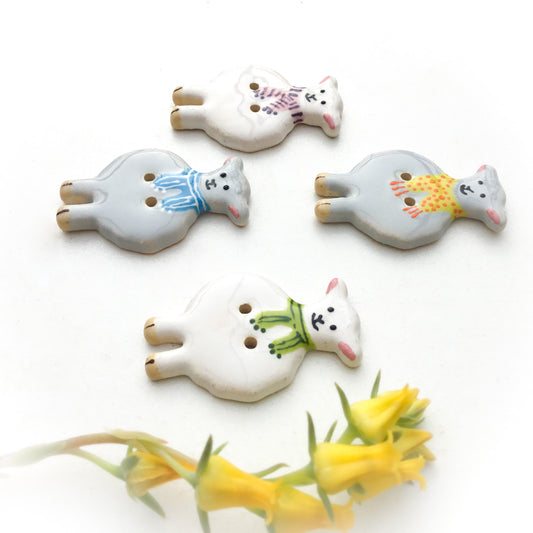 Spring Lambs in Scarves Ceramic Buttons